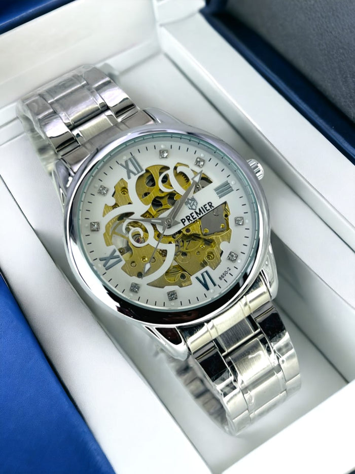 Skeleton Double Sided Glass Transparent Watch for Men - Stylish Analog Mens Watches
